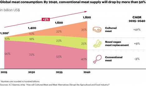 Zukunft des Fleischmarkts bis 2040 (Quelle: A.T. Kearney)